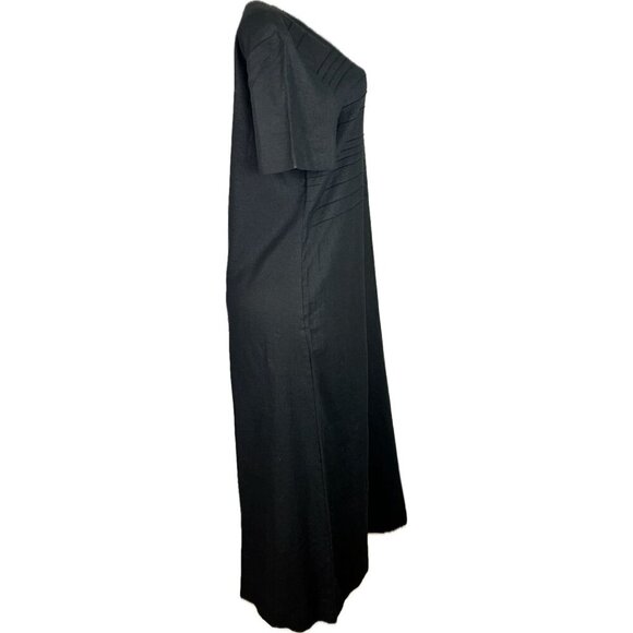 Cedar Creek Trading Co 10 Black Crew Zip Linen-Rayon Short Sleeve Maxi Dress - Picture 3 of 6